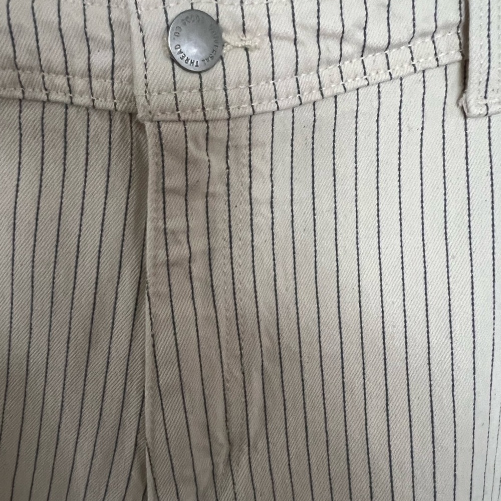Sailor Wide Leg Cream and Gray/Black Striped Denim Jeans Pants NWOT